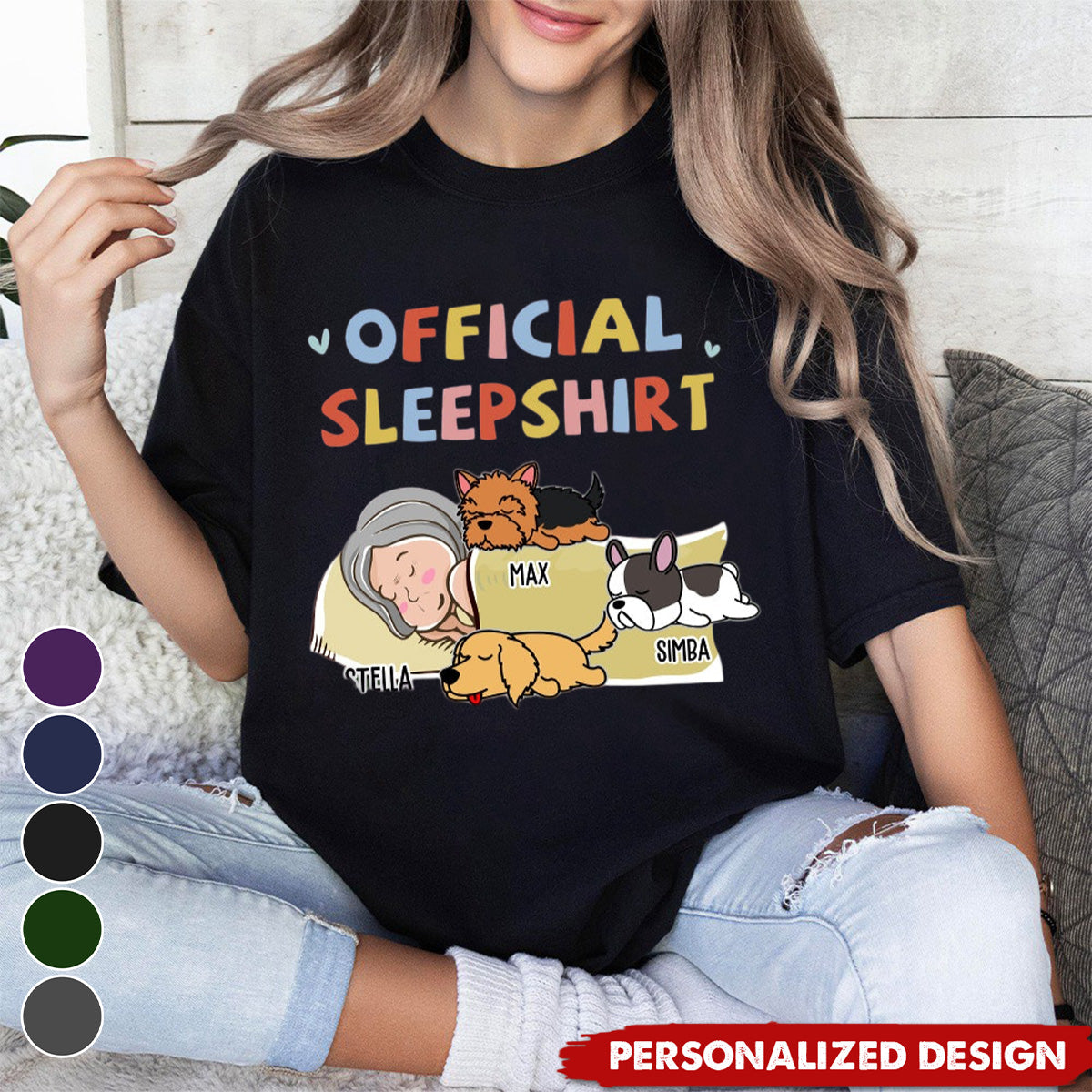 Sleeping Dog And Girl-Personalized T-shirt