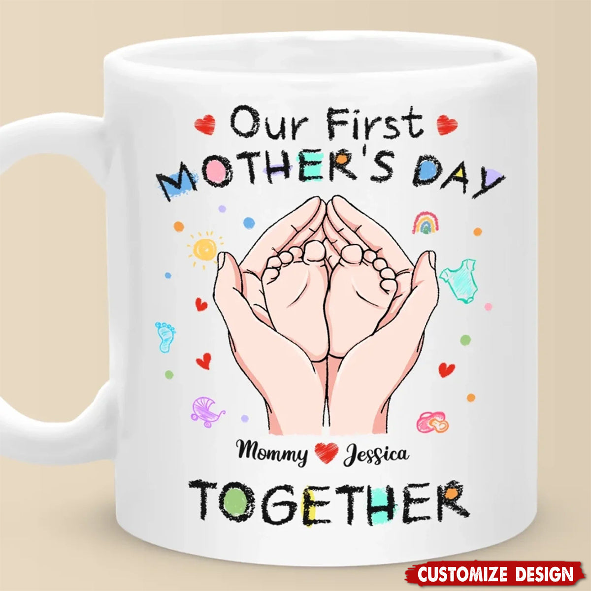 Tiny Toes, Big Love - Family Personalized Mug - First Mother's Day Gift For Mom