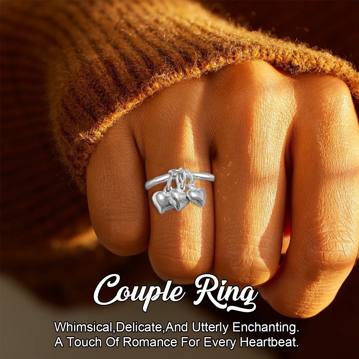 3 Hearts Dangle Charm Ring