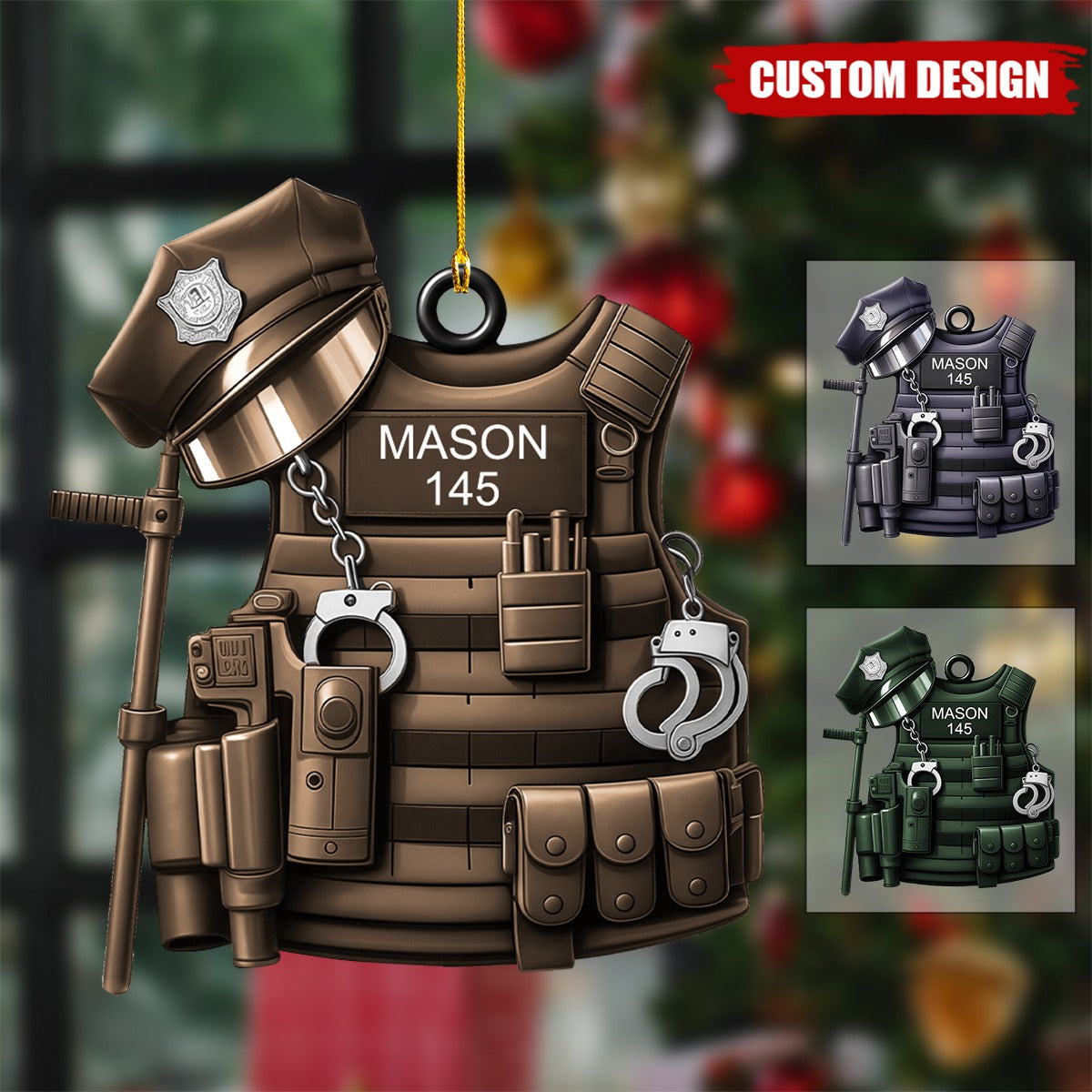 Personalized Police Vest Ornament – Christmas Gift For Policeman