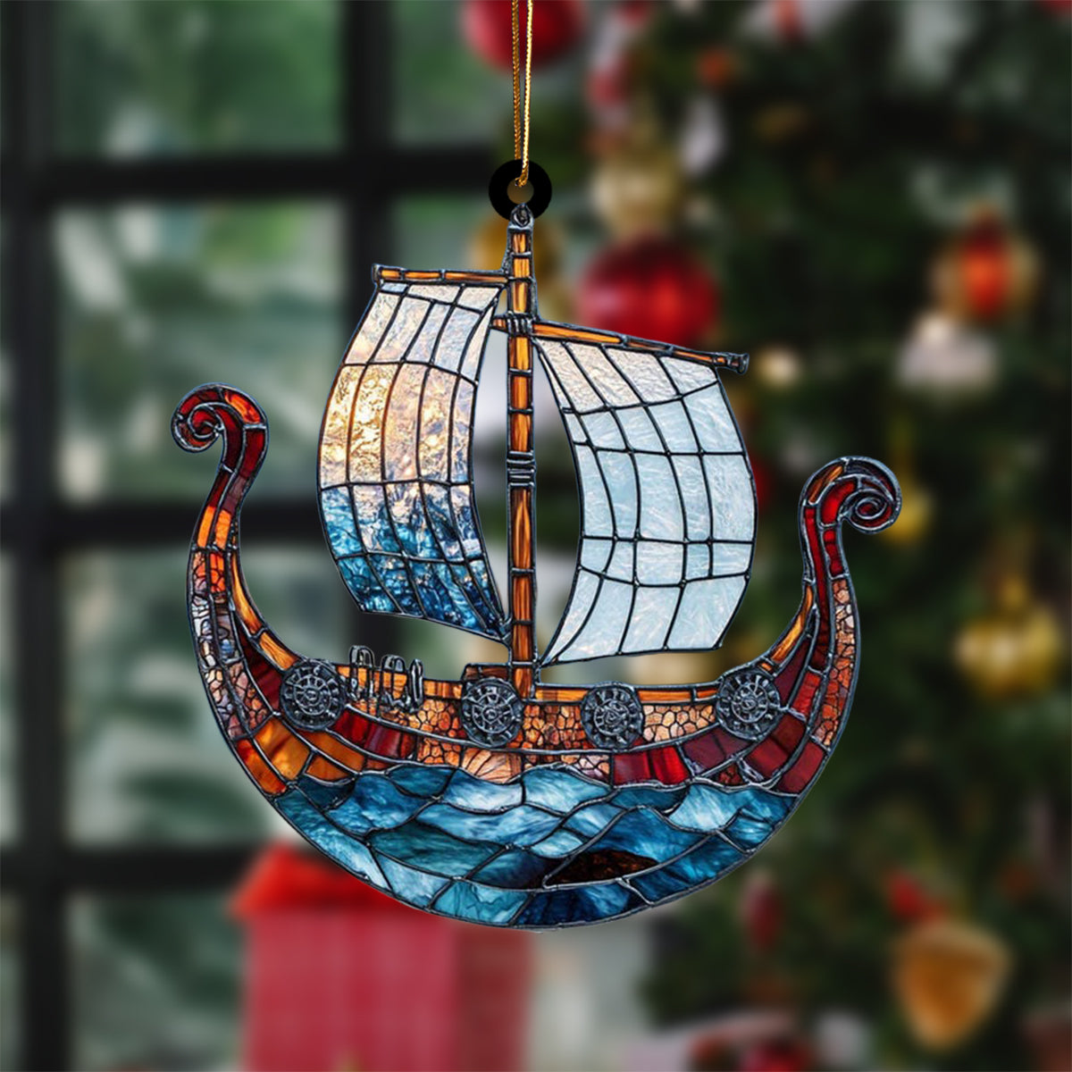 Viking Ship Acrylic Suncatcher Ornament,Christmas Ornament