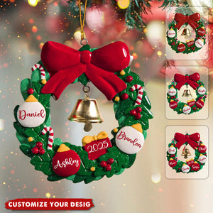 Personalized Family Wreath Christmas Ornament, 2025 Family Christmas Ornaments With Name
