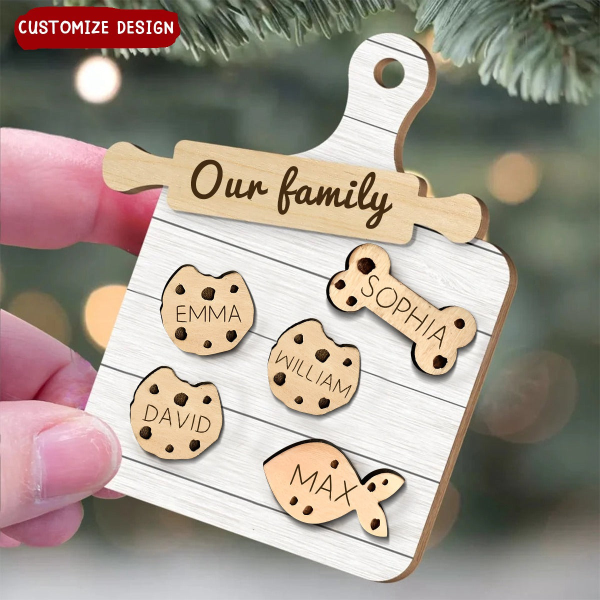 2024 New Release - Family Cookie Personalized 2-Layered Wooden Ornament