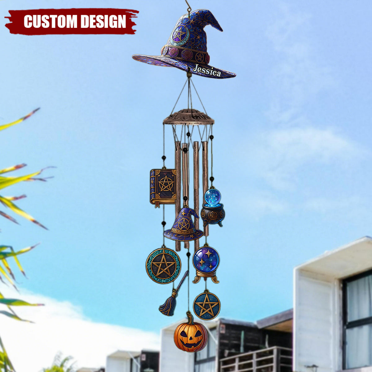 Witch Hat - Personalized Witch Wind Chime With Charms