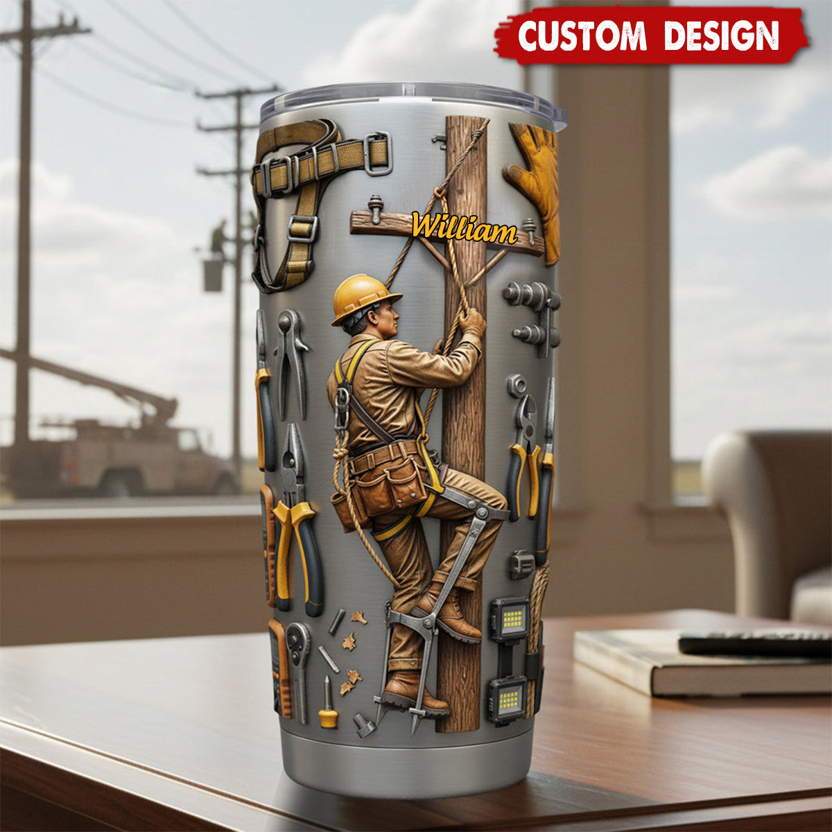Strength Of The Line - Personalized Lineman Tumbler
