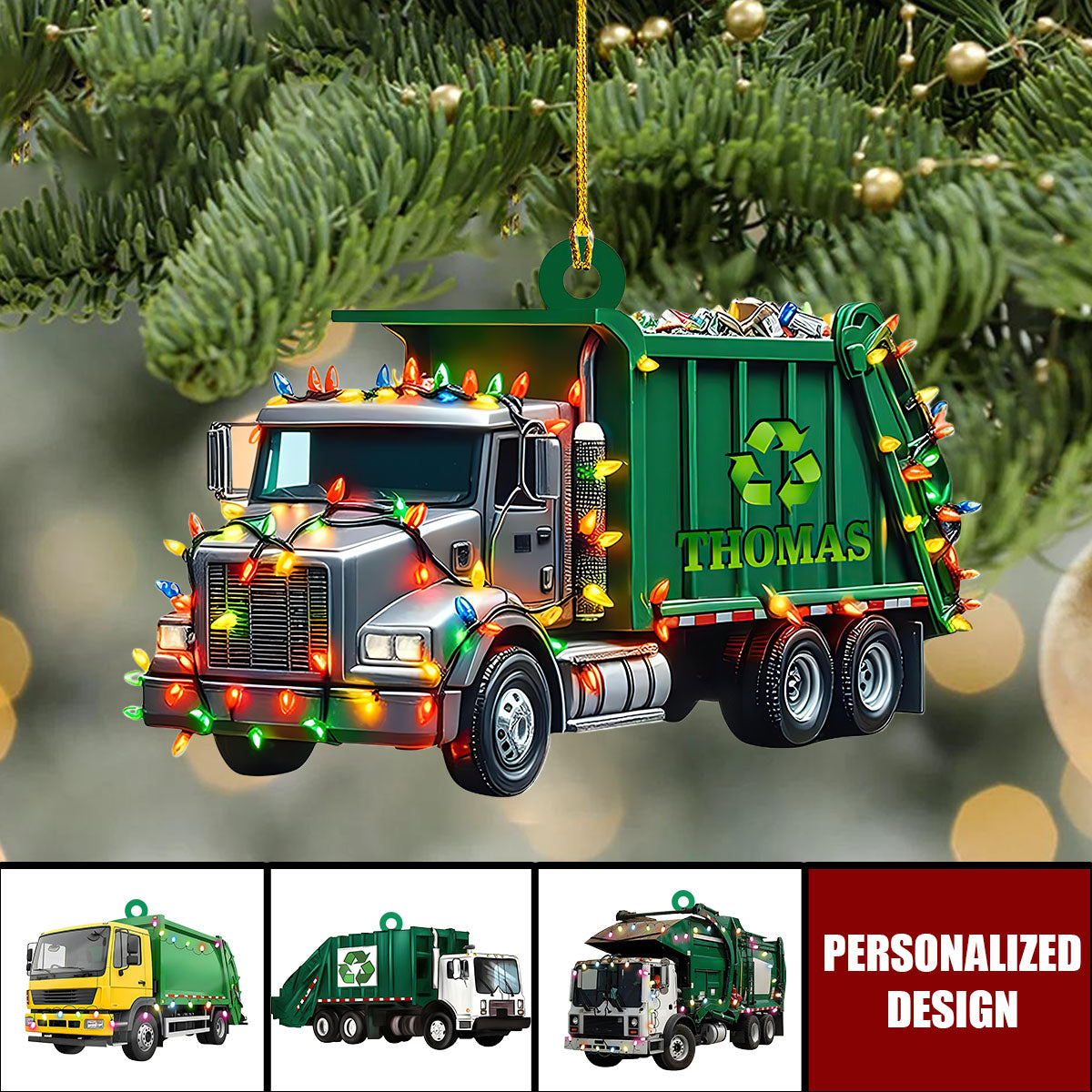 Personalized Garbage Truck Ornament-Gift for Sanitation Workers, Waste Management Staff, Truck Drivers