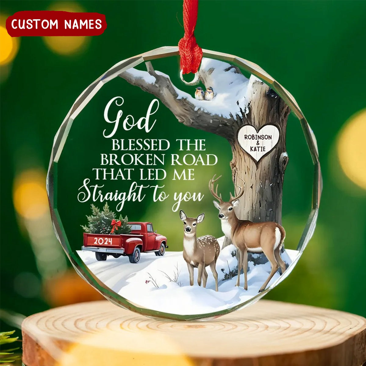 Personalized The Broken Road That Led Me Straight To You Glass Ornament