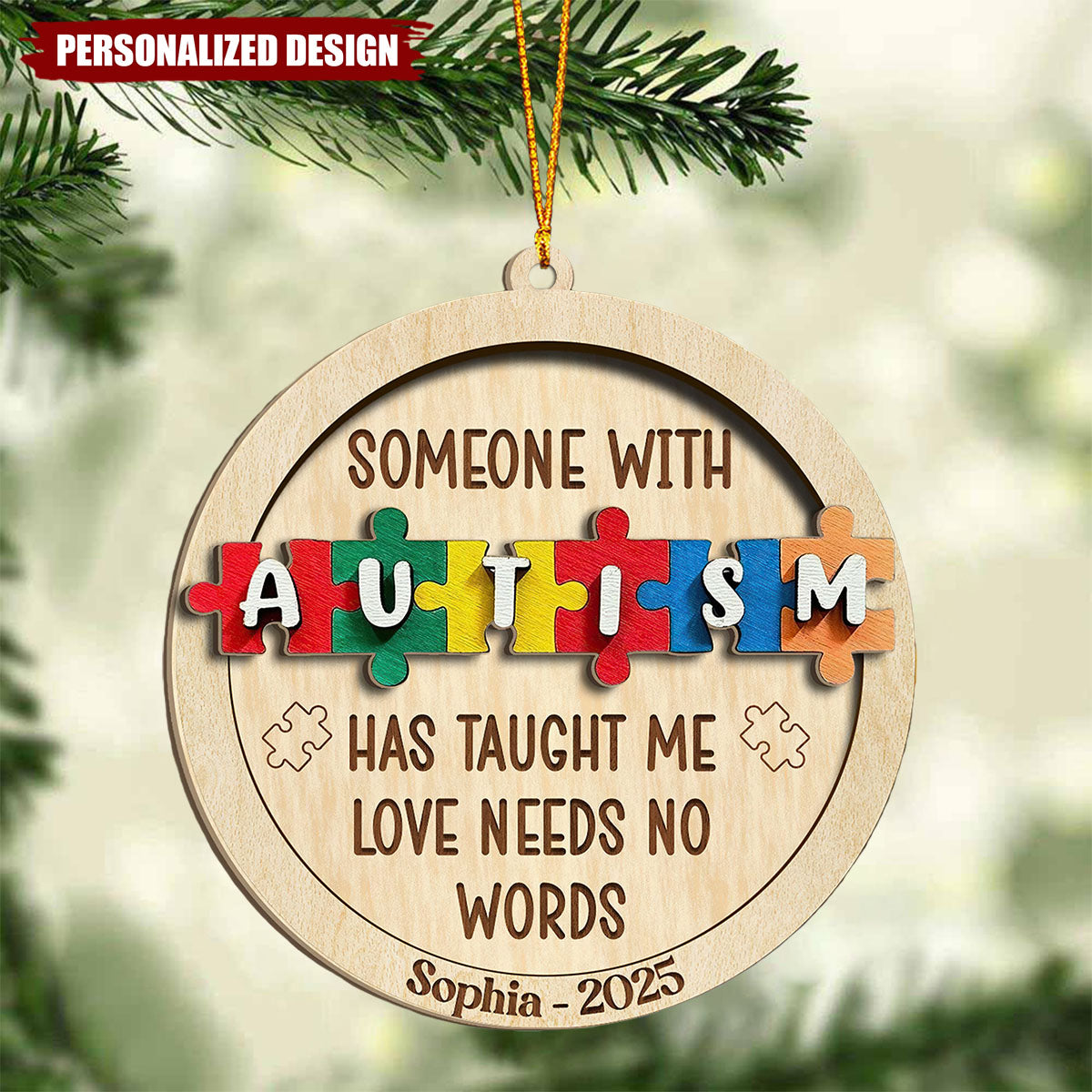 Personalized Autism Awareness Christmas Ornament