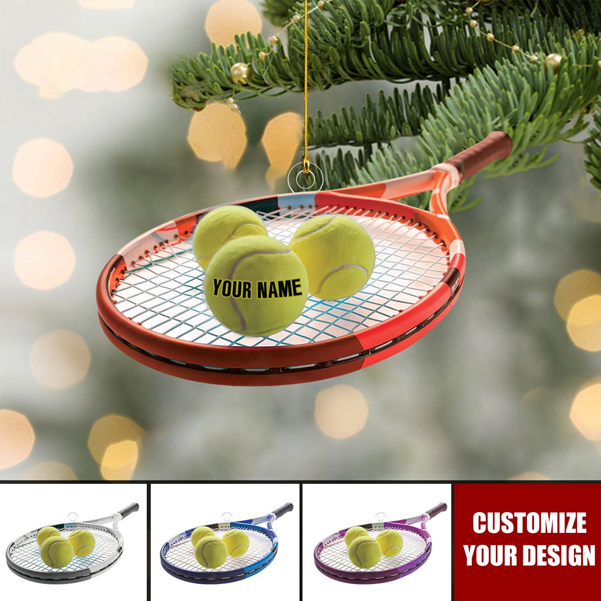 Personalized Tennis Christmas Ornament, 2024 New Release Tennis Ball Ornament