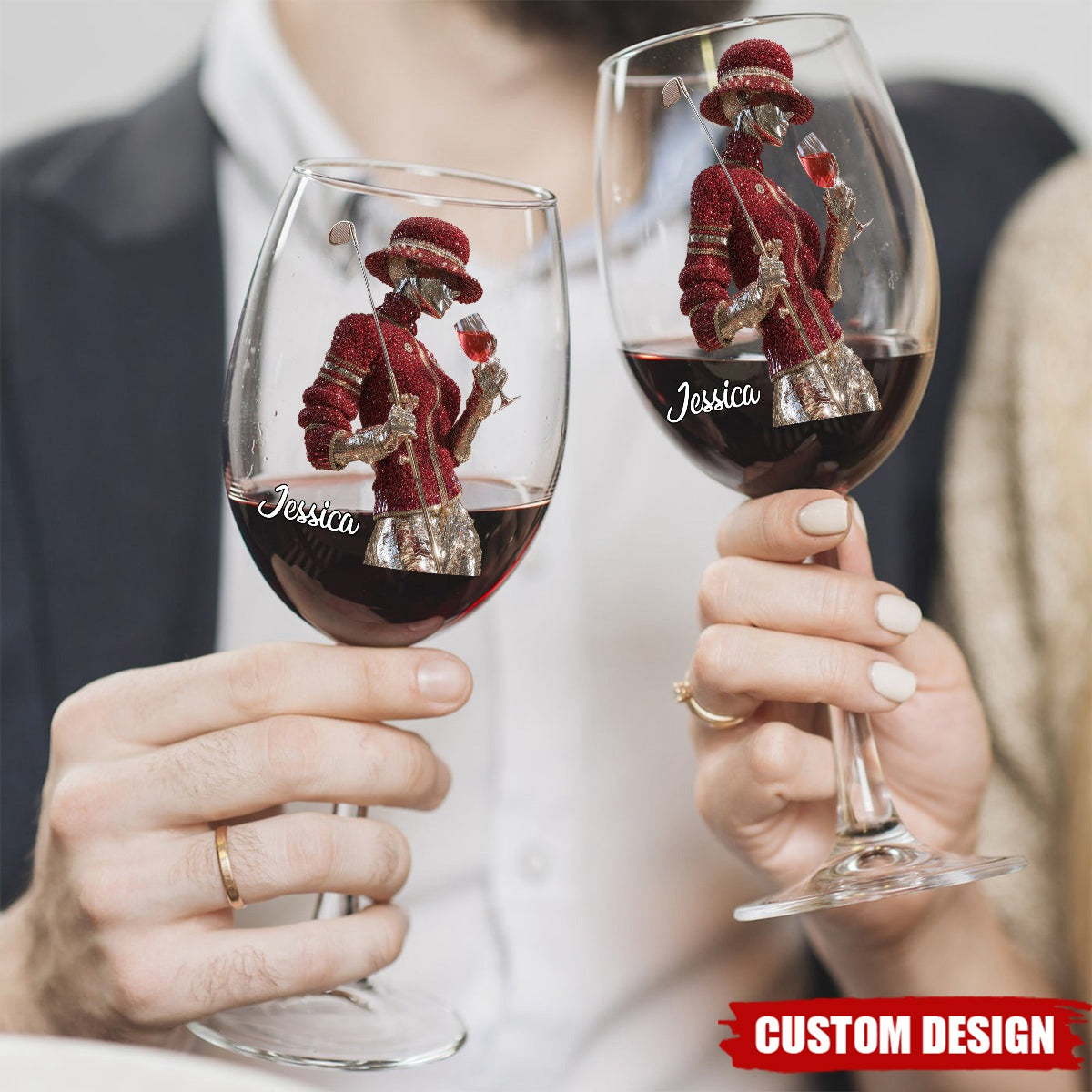 Golf And Wine - Personalized Golf Wine Glass With Long Stem