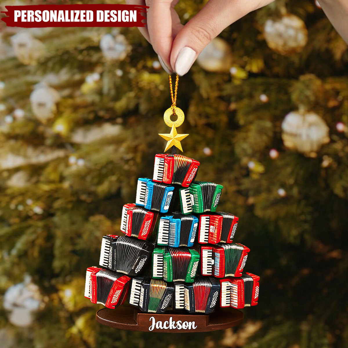 Personalized Accordion Christmas Ornament-Gift For Music Teacher