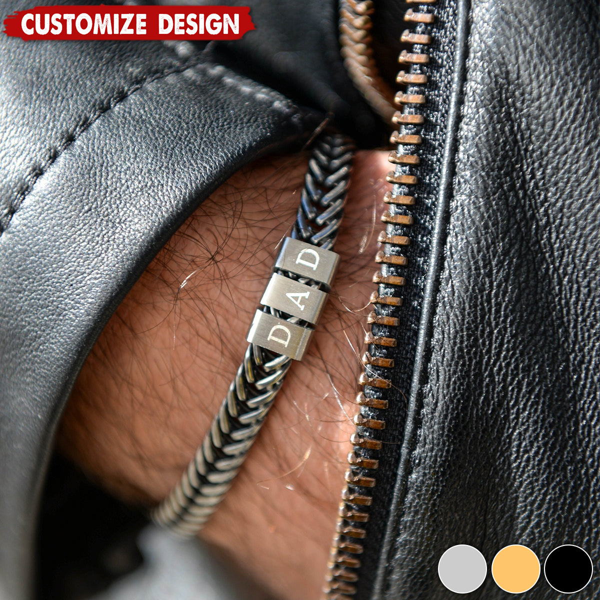 Personalize Names Man's Bracelet-Gift for Dad/Grandpa