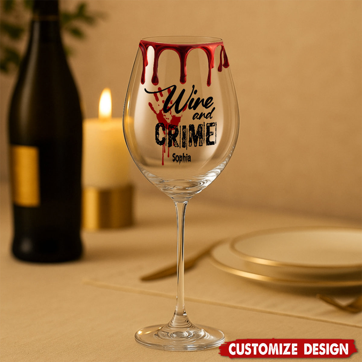 True Crime & Wine - Personalized True Crime Wine Glass,Goblet