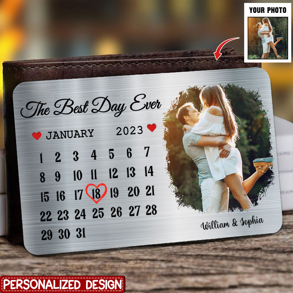The Day We Became Us - Couple Personalized Stainless Wallet Card - Gift For Husband Wife, Anniversary