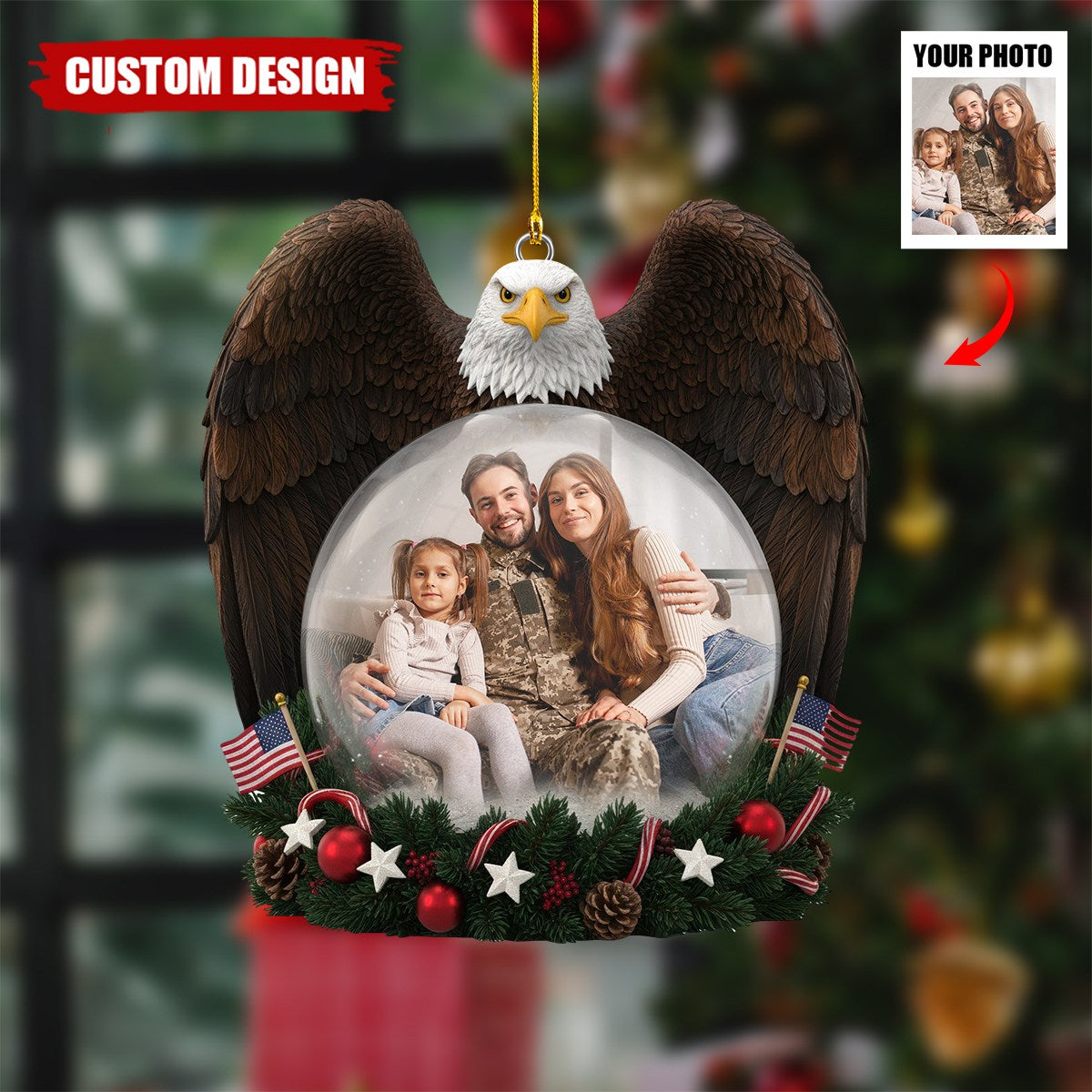 Personalized America Military Appreciation Acrylic Ornament – Photo Gifts For Family