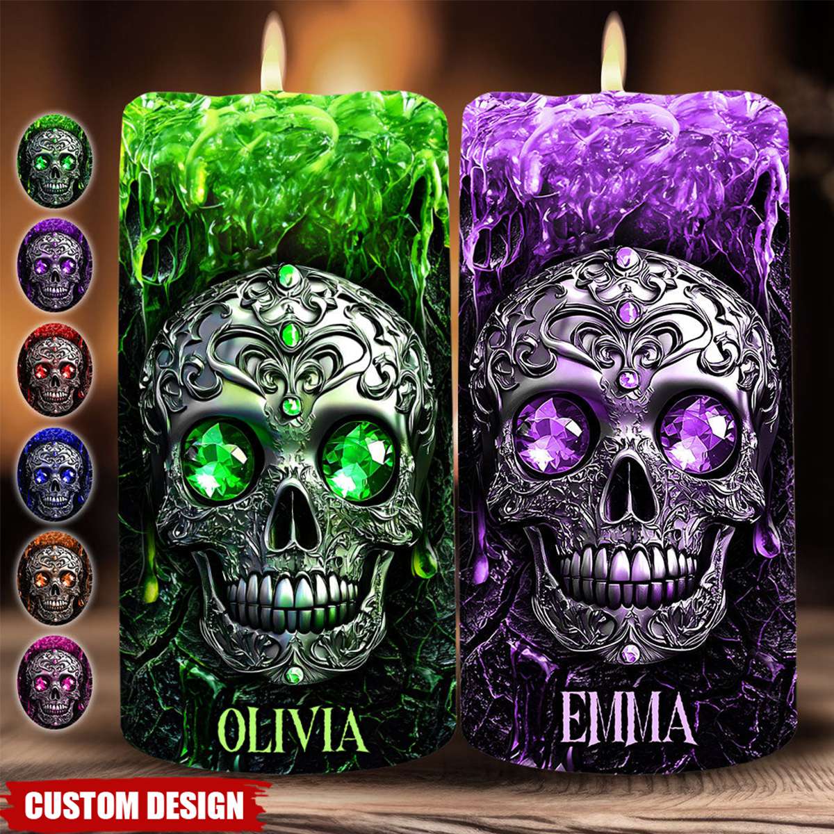 Spooky Season - Personalized Skull Flameless Candle