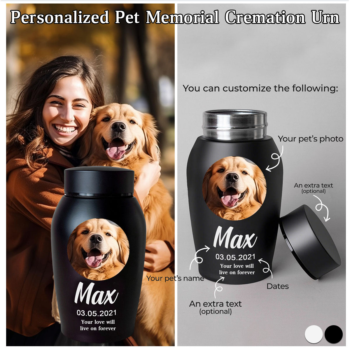 Personalized Pet Photo Urn For Dogs Ashes-pet remembrance memorial gift