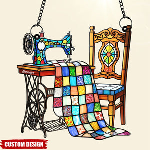 Vintage Sewing Machine Suncatcher Ornament – Personalized Gifts For Sewing Lovers