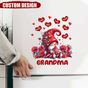Valentine Red Flower Grandma Mom Sweet Heart Kids, Personalized Sticker Decal