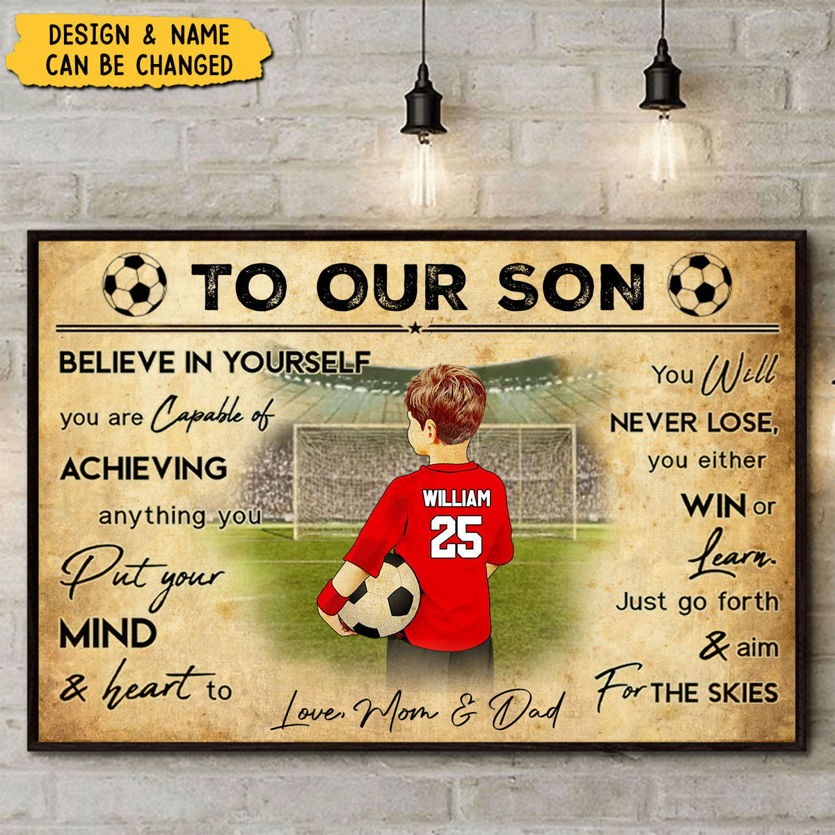 Believe In Yourself - Personalized Football, Soccer Poster, Gift For Football, Soccer Players