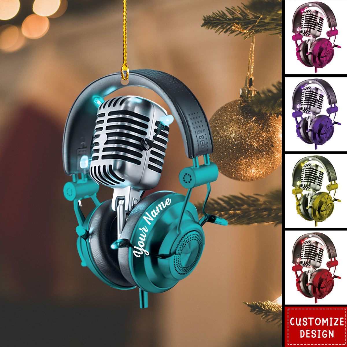 Personalized Microphone Christmas Ornament-Gifts For Sing Lover