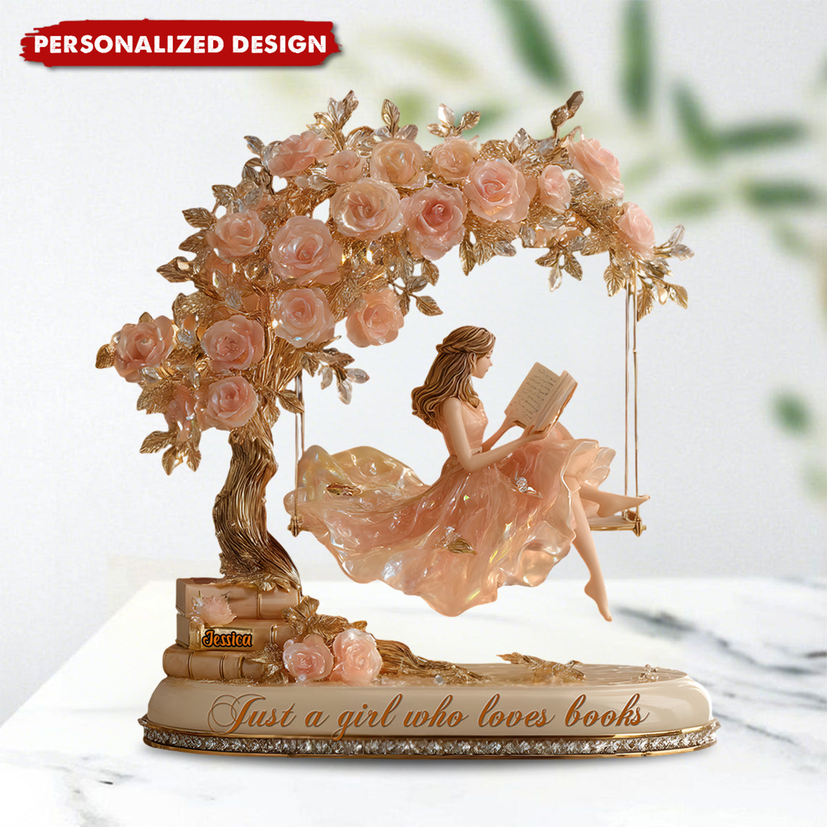 Just A Girl Who Loves Books-Personalized Book Shaped Acrylic Plaque