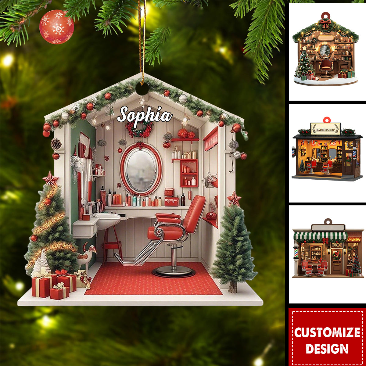 Personalized Barbershop Christmas Ornament