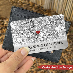 New Release - Where It All Began - Couple Personalized Custom Stainless Wallet Card - Gift For Husband Wife, Anniversary