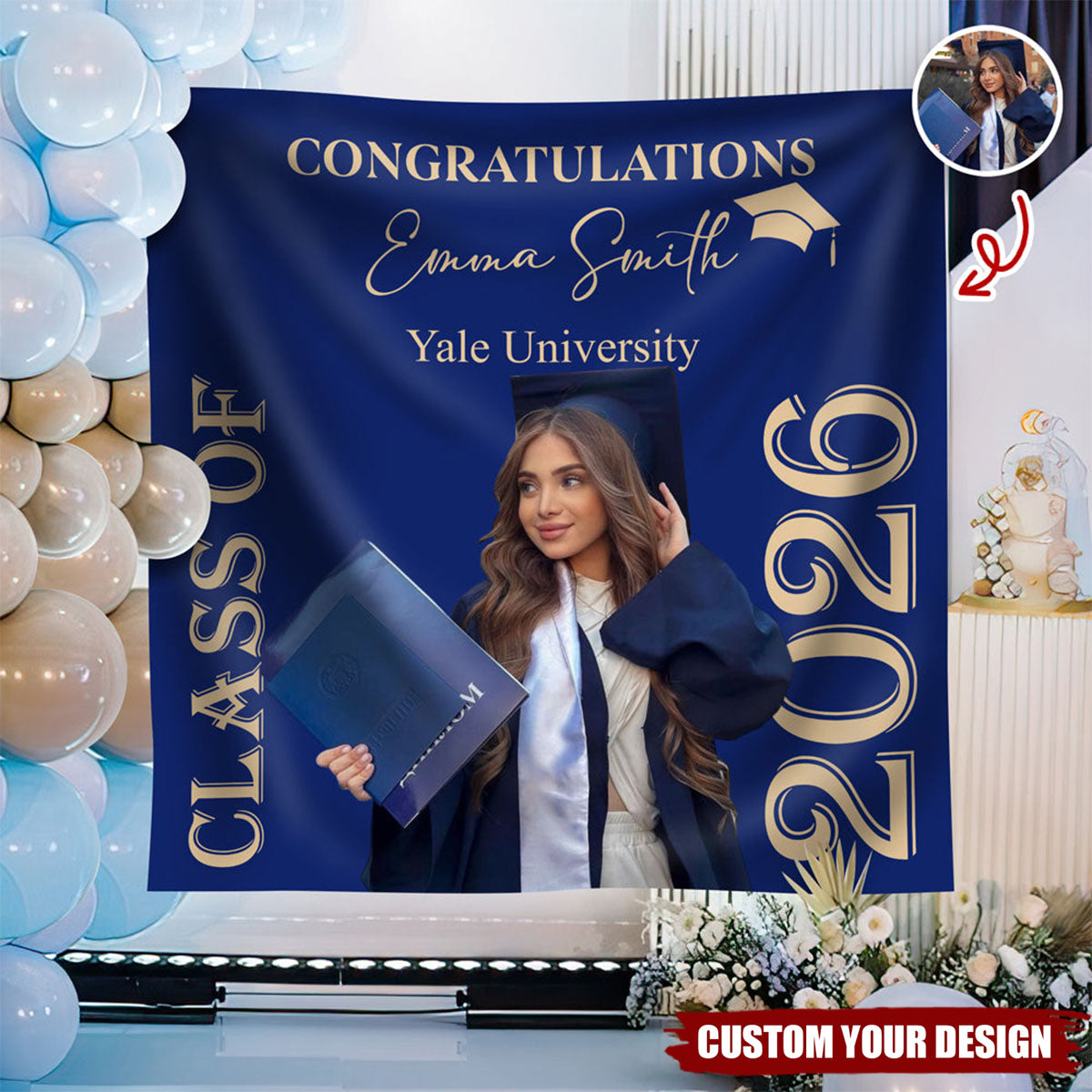 Custom Photo Congratulations Class Of 2026 Backdrop For Graduation's Day