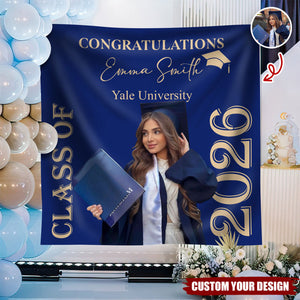 Custom Photo Congratulations Class Of 2026 Backdrop For Graduation's Day