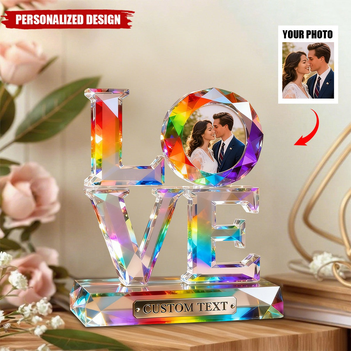 Personalized Stained Glass LOVE Couple Acrylic Plaque