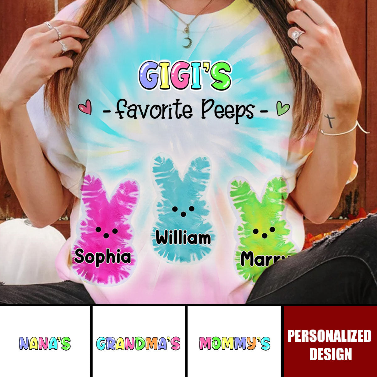 Personalized Easter Tie Dye Style T-Shirt-Easter Gift