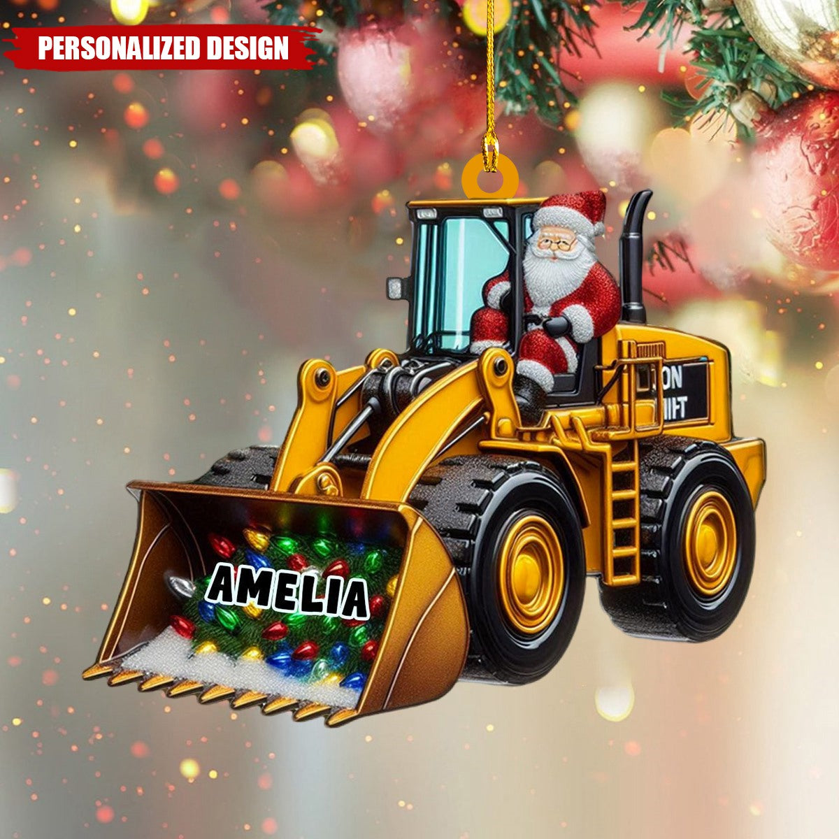 Personalized Santa on The Excavator Christmas Ornament, 2024 New Release Gifts For Kids