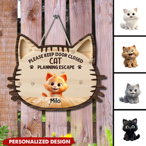 Please Keep Door Close-Personalized Cat Wood Sign