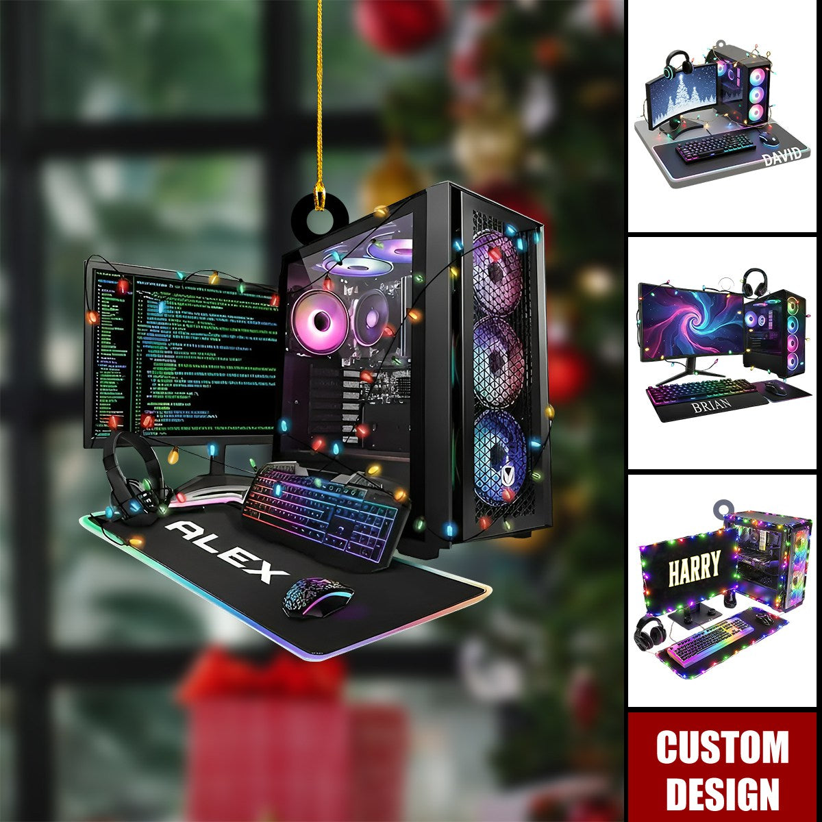 Personalized Gamer PC Christmas Ornament - Gift for Gamers