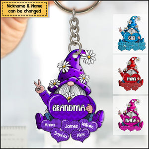 Colorful Grandma- Mom Dwarf Loves Sweet Heart Kids Custom Acrylic Keychain