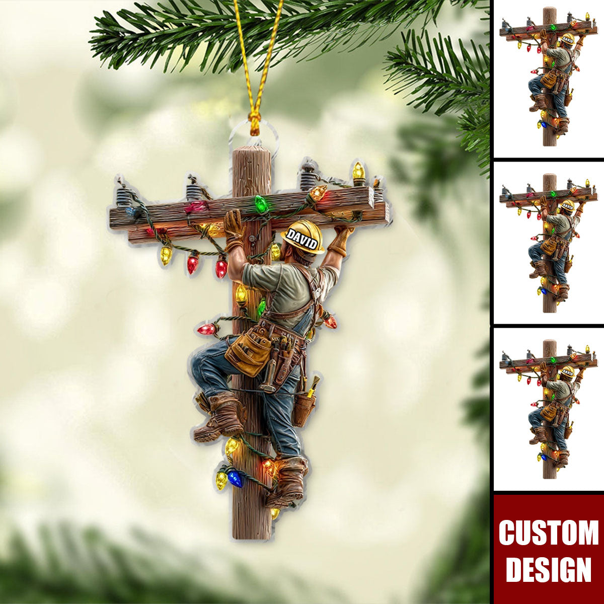 Keeping the Lights On - Personalized Lineman Ornament
