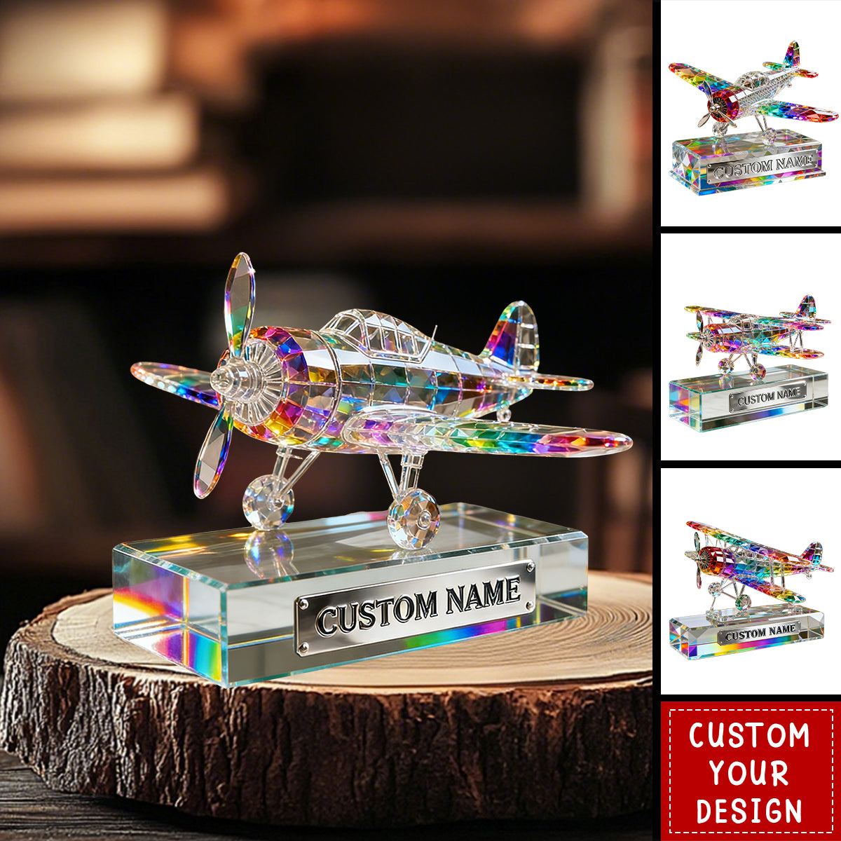 Personalized Airplane Custom Shaped Acrylic Plaque - Gift for Travelers, Aviators & Helicopter Lovers