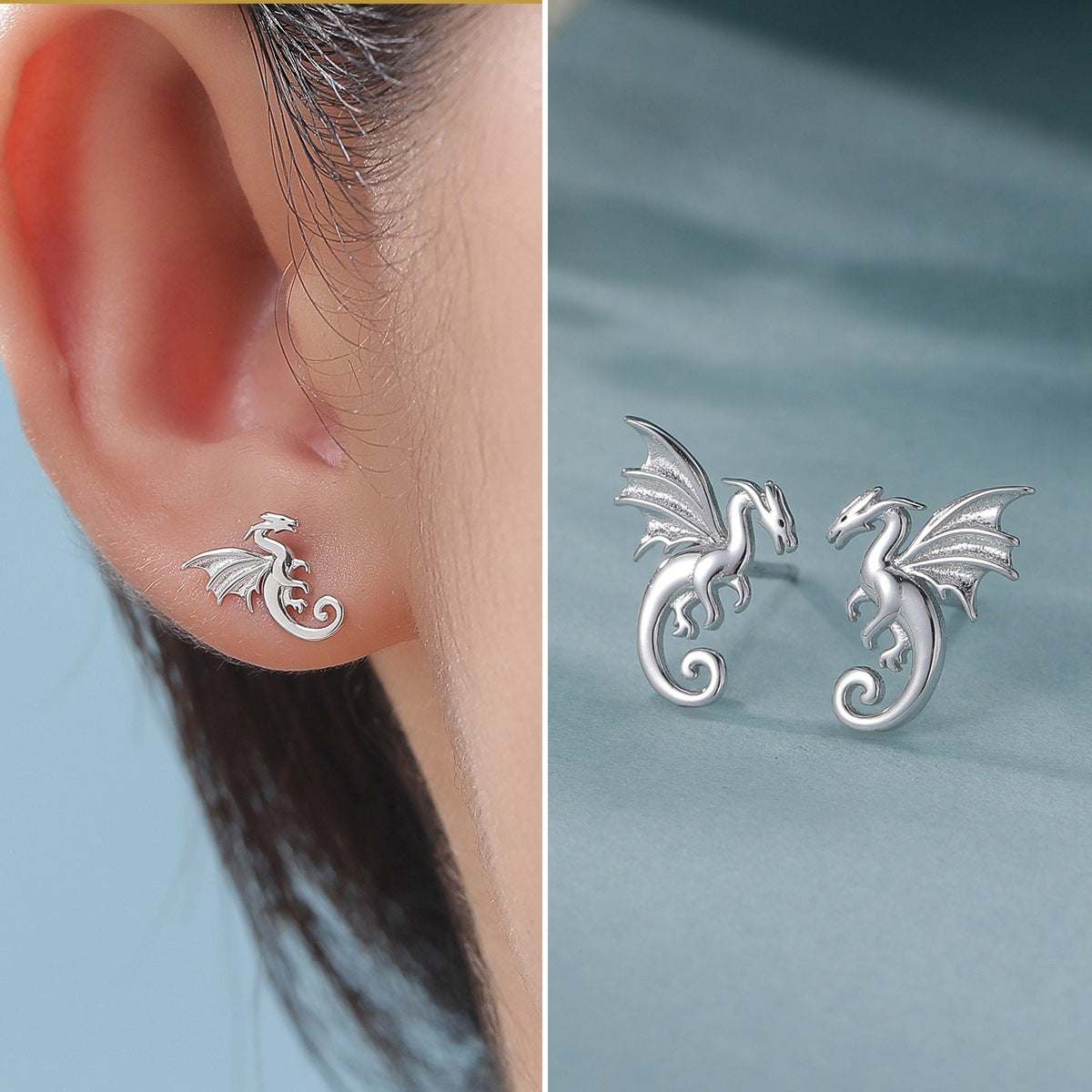 Extra Small Dragon Stud Earrings Birthday Anniversary Gift for Dragon Lover