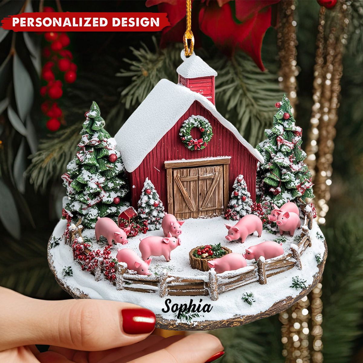 Personalized Pig Farm Christmas Ornament-Gift for Farmers