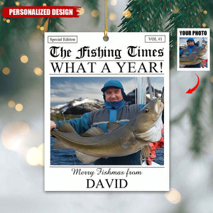 Custom Fishing Photo Ornament-Christmas Gift For Fishing Lover