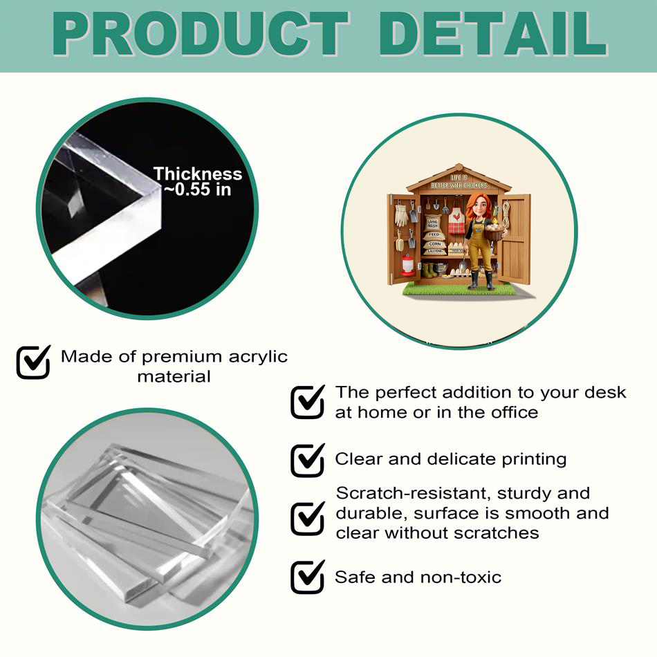 Chicken Girl Acrylic Plaque Personalized - Gifts For Farmers