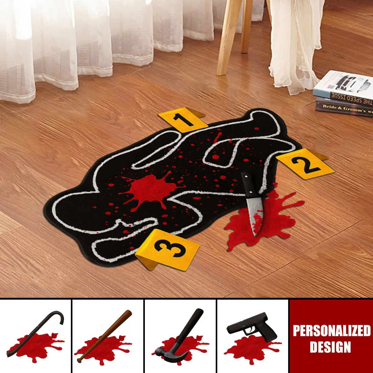 Funny Crime Scene Rug - Personalized True Crime Shaped Doormat