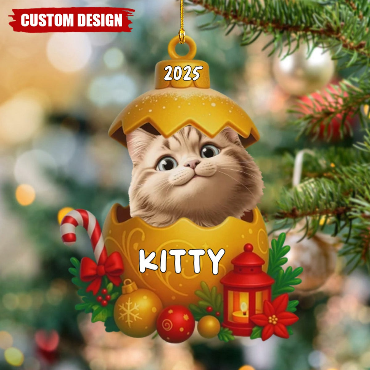 Custom Acrylic Ornament - Personalized Christmas Birthday Gifts For Cat Lovers, Cat Owners