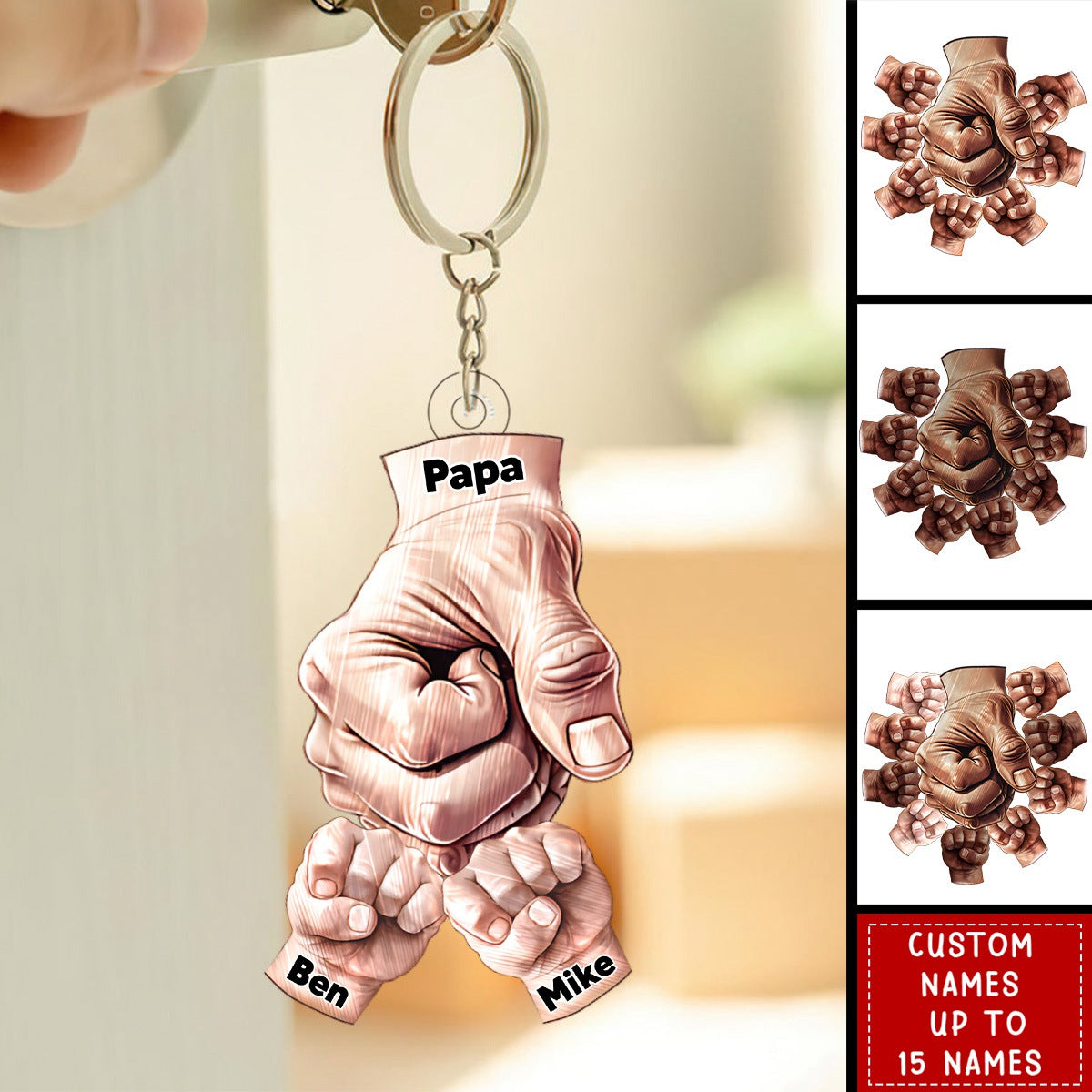 Happy Father‘s Day To Amazing Daddy/Grandpa Hands Personalized Acrylic Keychain