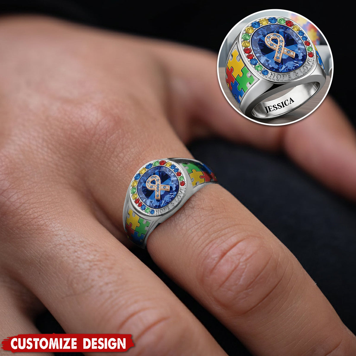 Everyone Communicates Differently - Personalized Autism Awareness Signet Ring