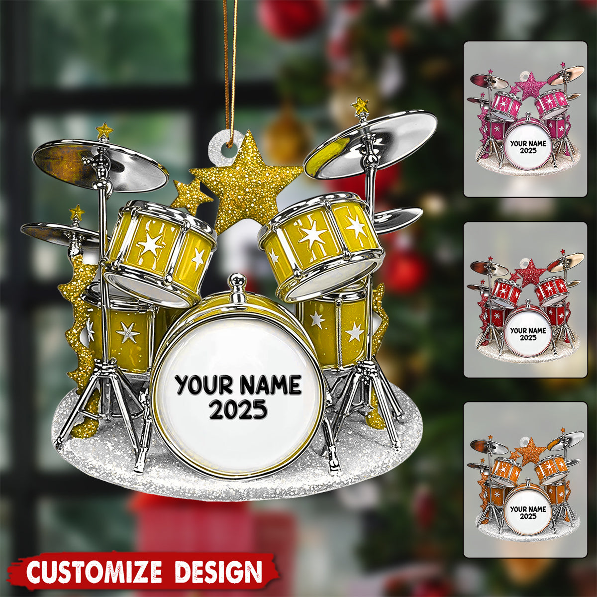 Personalized Drum Set Christmas Ornament - Gift For Drum Lovers