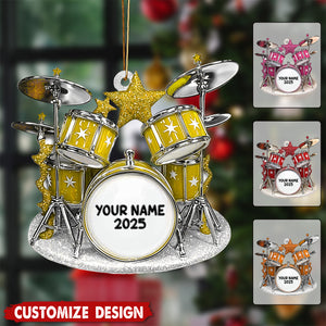 Personalized Drum Set Christmas Ornament - Gift For Drum Lovers