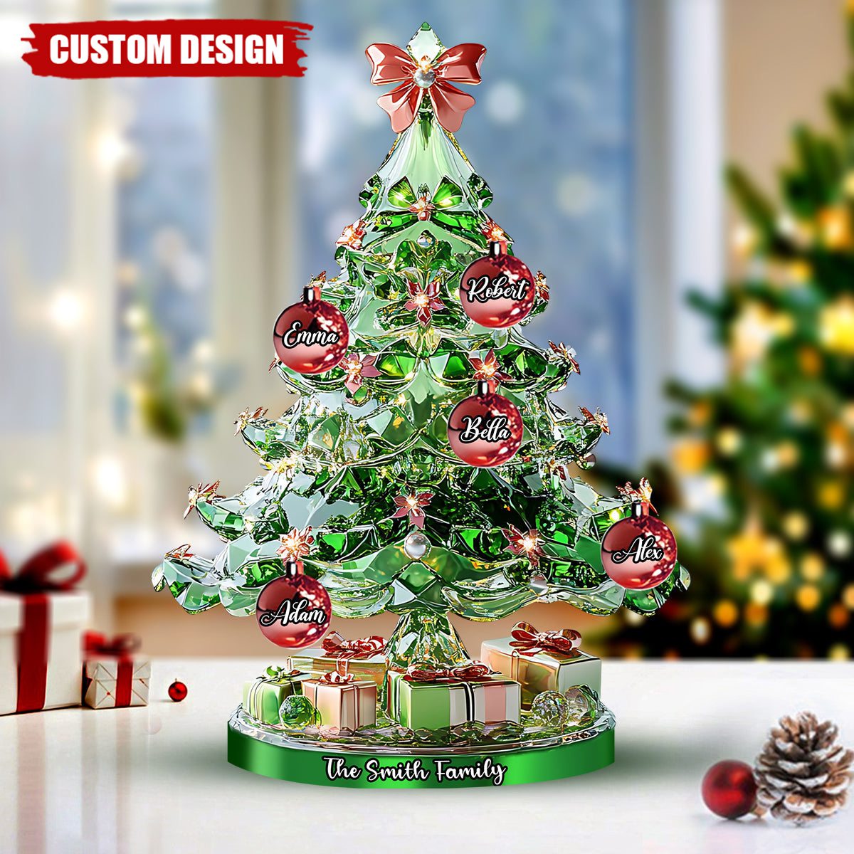 Merry Christmas - Personalized Family Custom Shaped Acrylic Plaque