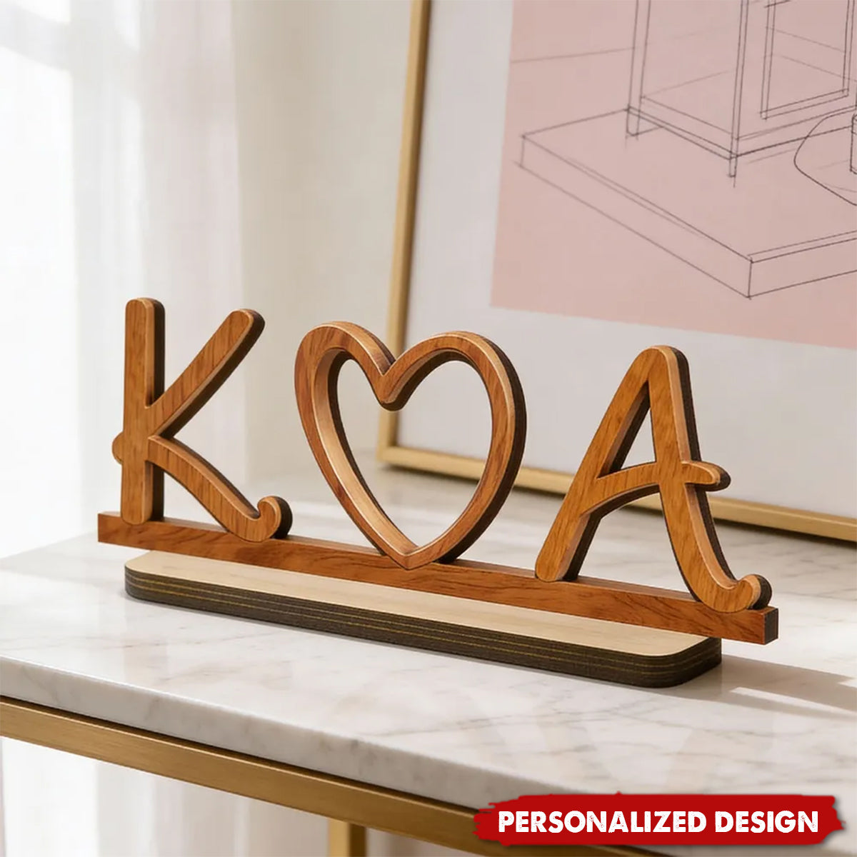 Couple Initials Heart-Personalized Wooden Plaque-Valentine's Day Gift